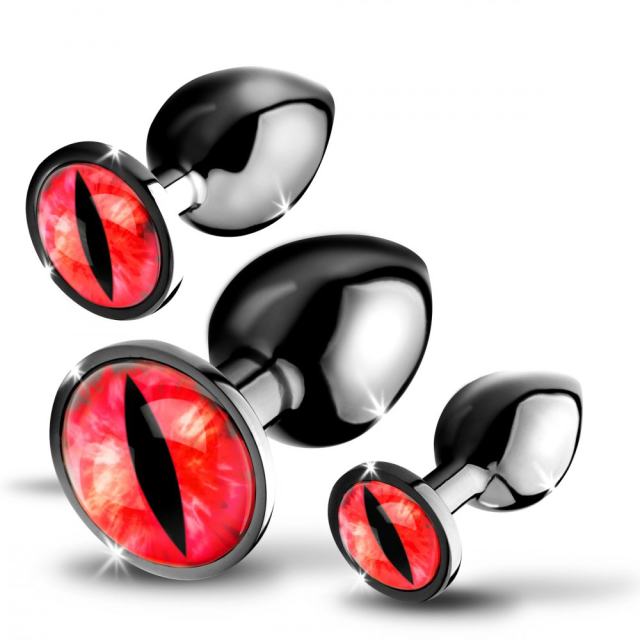 3-Piece Dragon Eye Metal Anal Plug Set – Tapered Design, 3 Sizes for Anal Training