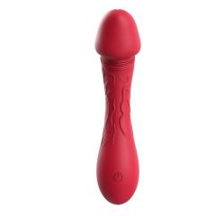 4.73 Inch 10-Mode Red Waterproof Rechargeable Realistic Silicone Vibrator