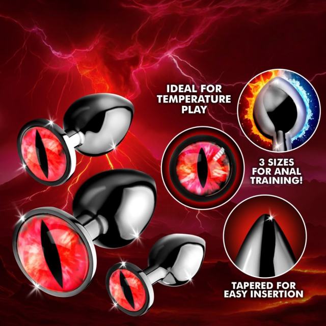 3-Piece Dragon Eye Metal Anal Plug Set – Tapered Design, 3 Sizes for Anal Training