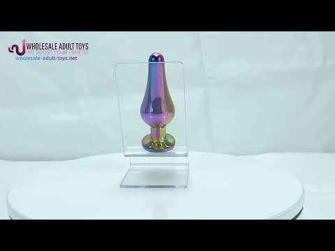 Customizable 3.70 Inch Rainbow Metal Butt Plug with Gift Box