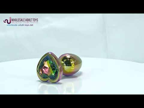 Customizable 2.76 Inch Rainbow Metal Butt Plug with Heart-Shaped Base and Gift Box