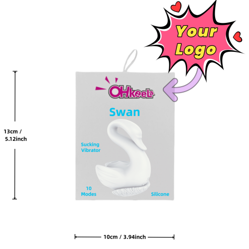 Customizable 10-Mode Rechargeable White Silicone Swan-Shaped Vibrator with Sucking and Tapping