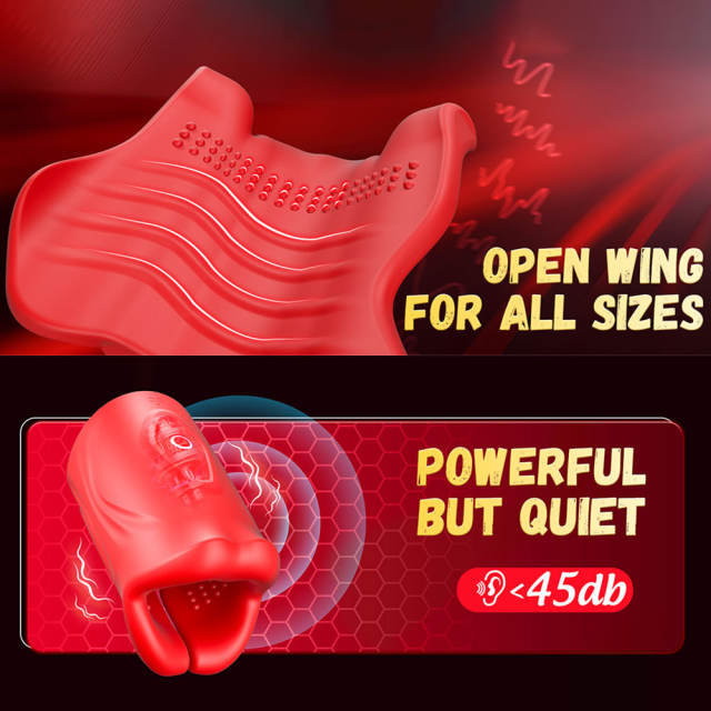 3.94 Inch Red 9-Speed Waterproof Rechargeable Silicone Tongue Male Masturbator