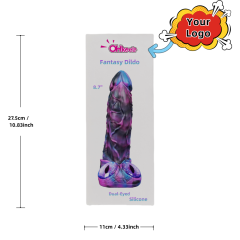 Customizable 8.67 inch Monster-Inspired Fantasy Dildo with Dual-Eyed Base – Blue & Purple Silicone Design