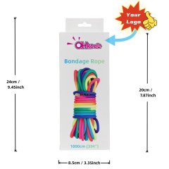 Customizable 1000cm (394”) Rainbow Cotton Bondage Rope