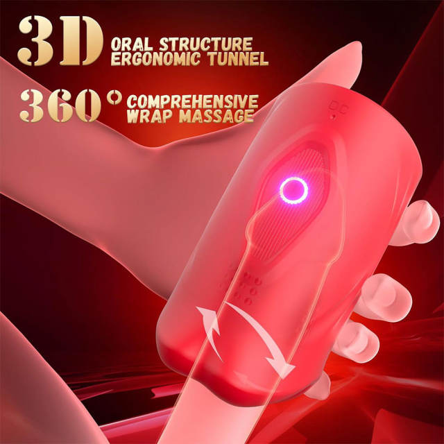 3.94 Inch Red 9-Speed Waterproof Rechargeable Silicone Tongue Male Masturbator