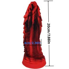 7.88 Inch Extra Thick Red + Black Monster Silicone Dildo – 2.36 Inch Wide, Realistic