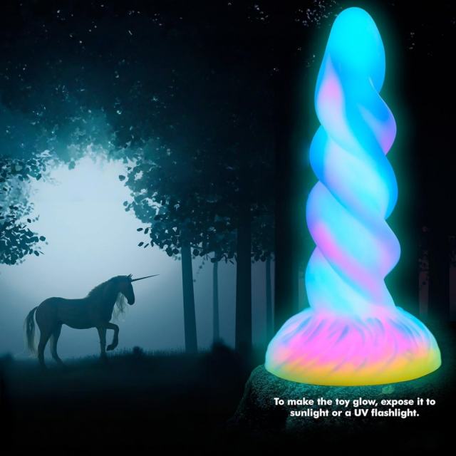 7.88'' Glow-in-the-Dark Multicolor Medical-Grade Silicone Spiral Fantasy Dildo