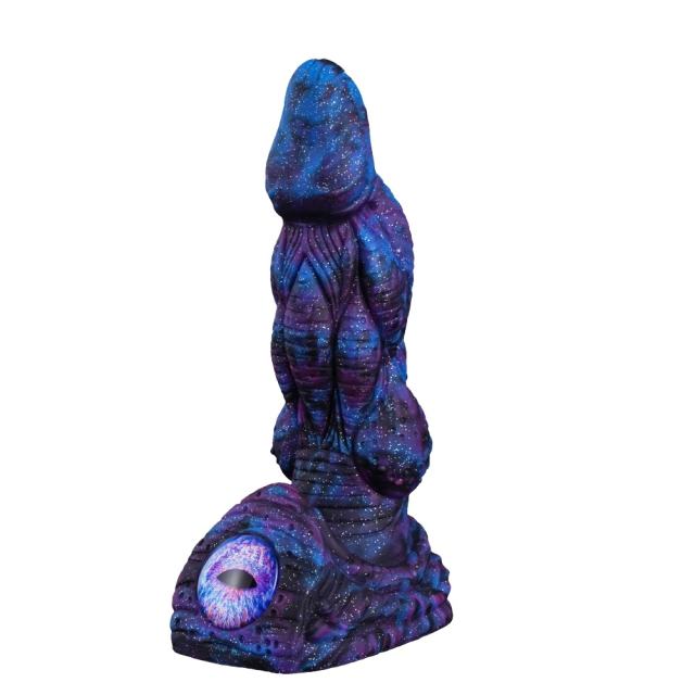 7.88'' Purple + Blue 100% Medical-Grade Silicone Fantasy Monster Dildo with Eyeball Base