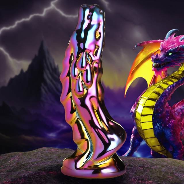 6.30'' Multicolor Iridescent Textured Glass Dildo