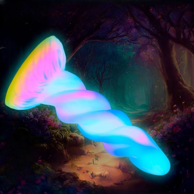7.88'' Glow-in-the-Dark Multicolor Medical-Grade Silicone Spiral Fantasy Dildo