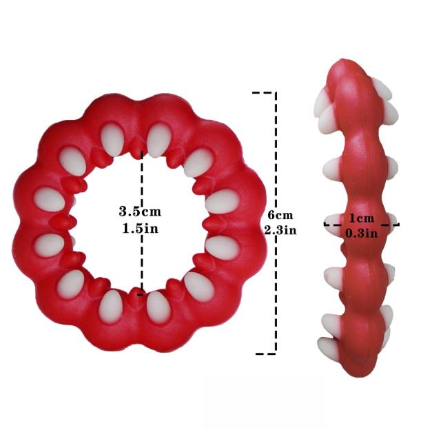 2.56'' Red + White 100% Medical-Grade Silicone Monster Teeth Cock Ring