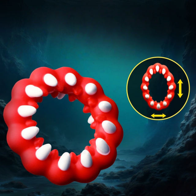 2.56'' Red + White 100% Medical-Grade Silicone Monster Teeth Cock Ring