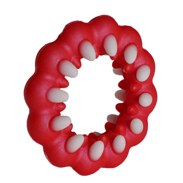 2.56'' Red + White 100% Medical-Grade Silicone Monster Teeth Cock Ring
