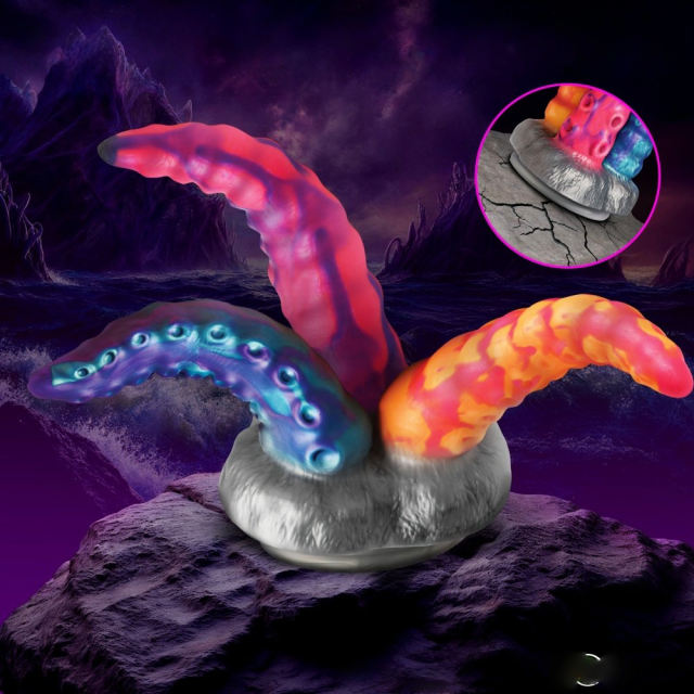 Multicolor 100% Medical-Grade Silicone Fantasy Monster Dildo with Triple Tentacle Design