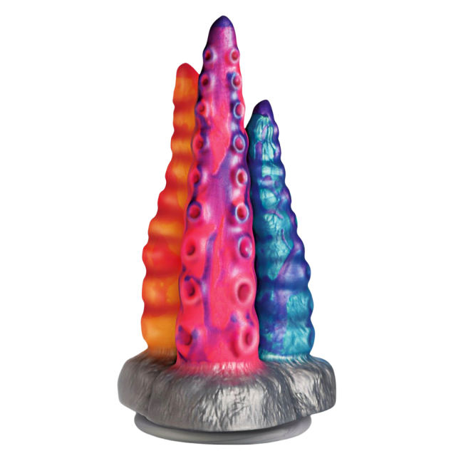 Multicolor 100% Medical-Grade Silicone Fantasy Monster Dildo with Triple Tentacle Design