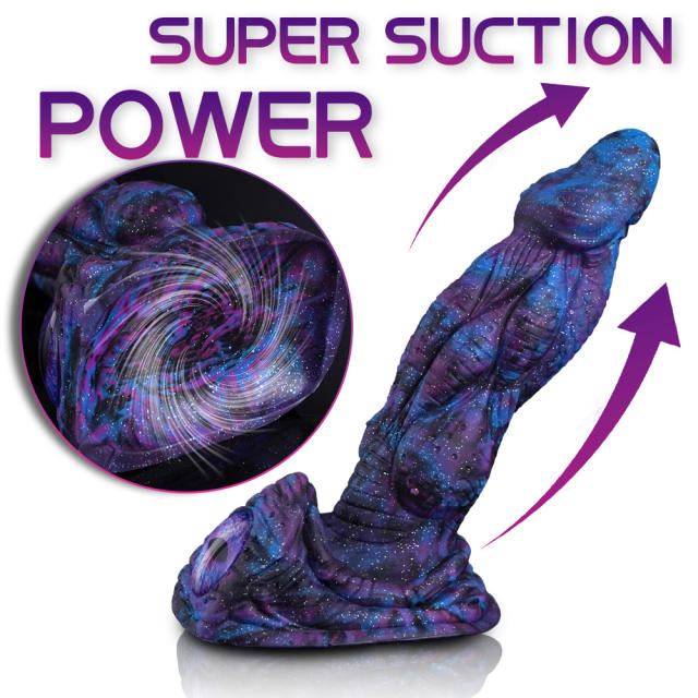 7.88'' Purple + Blue 100% Medical-Grade Silicone Fantasy Monster Dildo with Eyeball Base