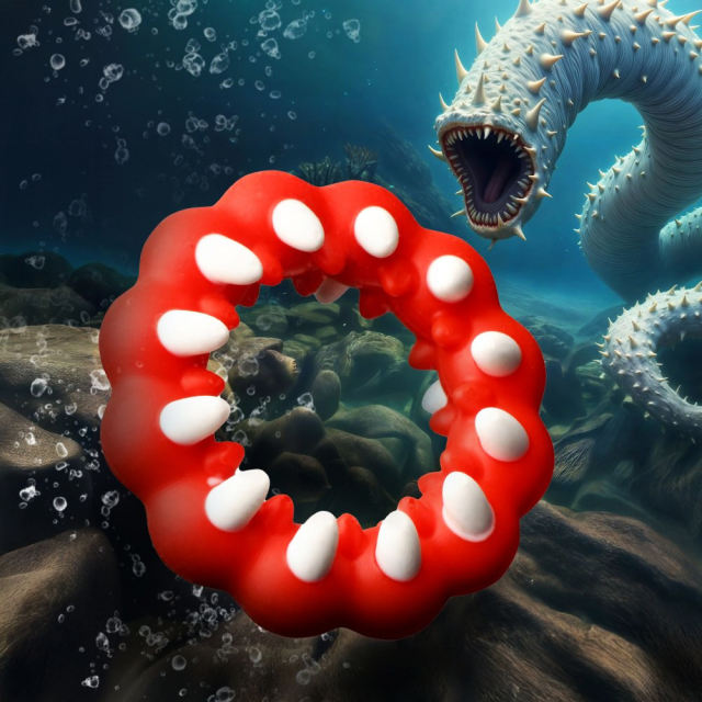 2.56'' Red + White 100% Medical-Grade Silicone Monster Teeth Cock Ring