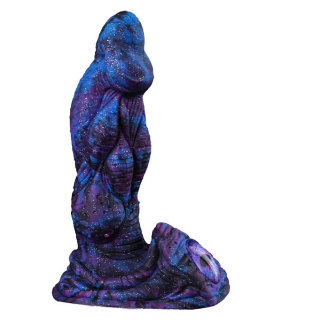 7.88'' Purple + Blue 100% Medical-Grade Silicone Fantasy Monster Dildo with Eyeball Base