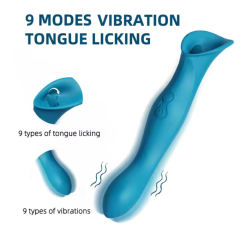 Green 9-Mode Vibrating & Tongue-Licking Medical-Grade Silicone Vibrator