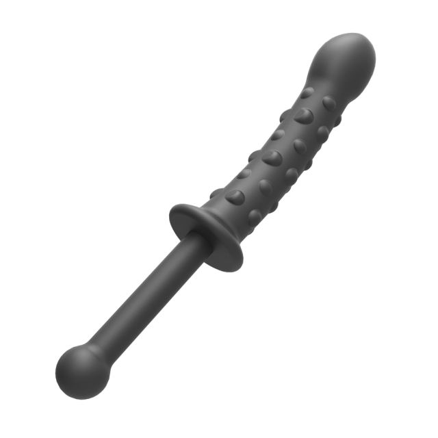 9.46'' Black Medical-Grade Silicone Double-Ended Anal Plug – Textured Shaft with Raised Dots