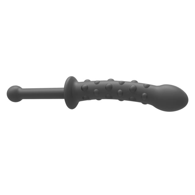 9.46'' Black Medical-Grade Silicone Double-Ended Anal Plug – Textured Shaft with Raised Dots