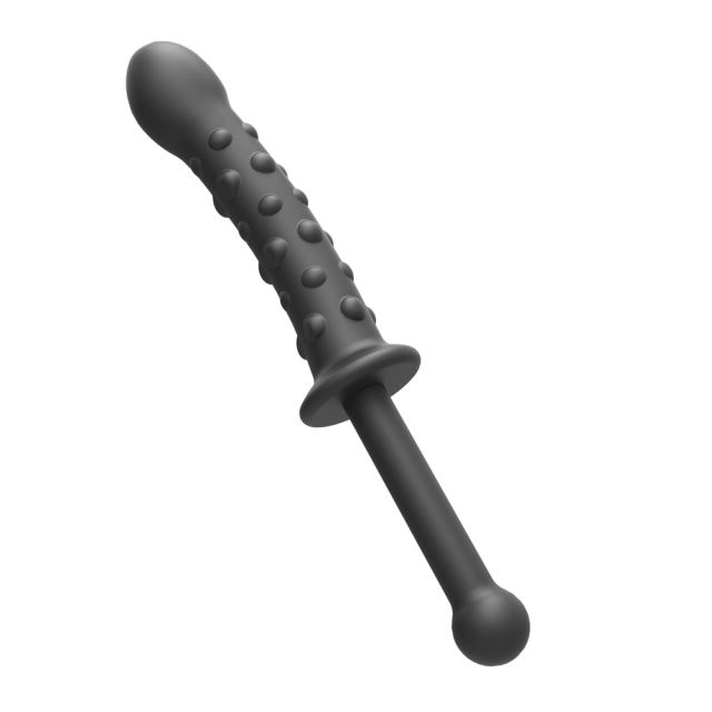 9.46'' Black Medical-Grade Silicone Double-Ended Anal Plug – Textured Shaft with Raised Dots