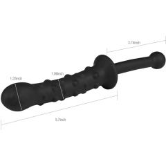 9.46'' Black Medical-Grade Silicone Double-Ended Anal Plug – Textured Shaft with Raised Dots