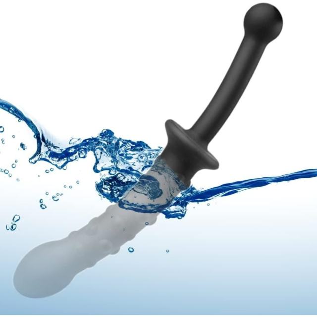 9.46'' Black Medical-Grade Silicone Double-Ended Anal Plug – Textured Shaft with Raised Dots