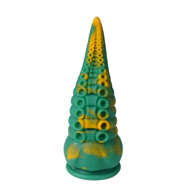 8.12'' Green + Yellow Medical‑Grade Silicone Fantasy Tentacle Dildo
