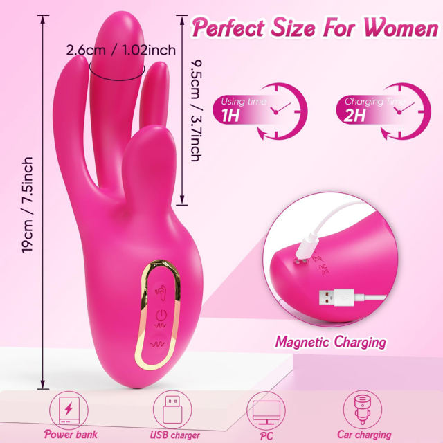 10-Mode Magenta Rechargeable Finger-Motion Silicone Vibrator