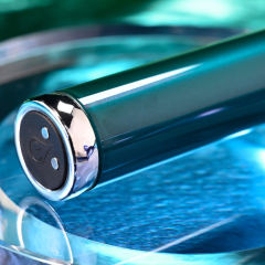 3.55 Inch 10-Mode Blue Rechargeable Waterproof Glass-Style Bullet Vibrator