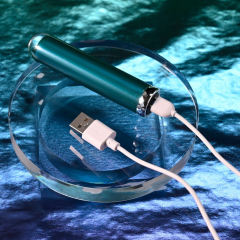 3.55 Inch 10-Mode Blue Rechargeable Waterproof Glass-Style Bullet Vibrator