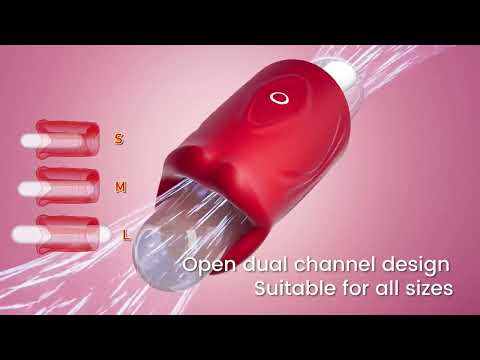 Customizable 3.94 Inch Red 9-Speed Waterproof Rechargeable Silicone Tongue Male Masturbator