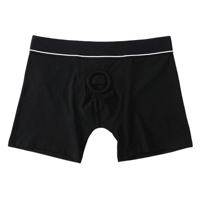 Black Adjustable Strap-On Harness Panties with O-Ring Front