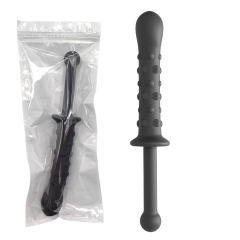 9.46'' Black Medical-Grade Silicone Double-Ended Anal Plug – Textured Shaft with Raised Dots