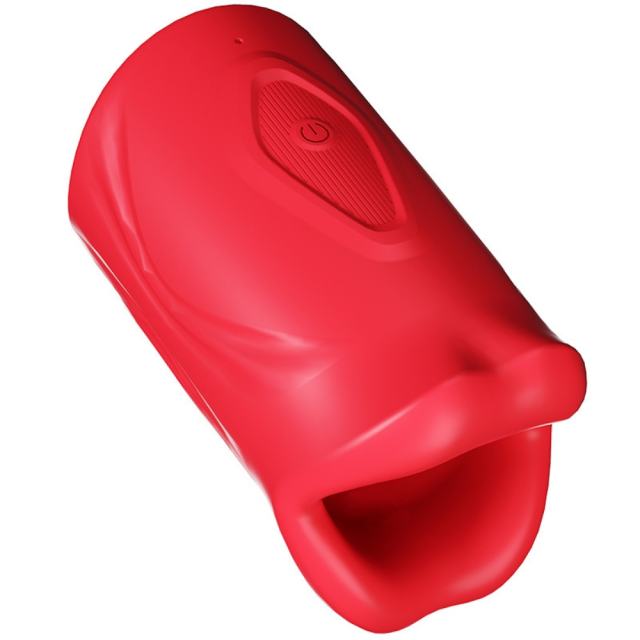 Customizable 3.94 Inch Red 9-Speed App-Controlled Waterproof Rechargeable Silicone Tongue Male Masturbator