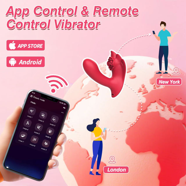 9-Mode Red Wearable App-Controlled Vibrator with Strap with Remote Controller