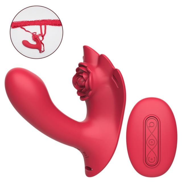 9-Mode Red Wearable App-Controlled Vibrator with Strap with Remote Controller