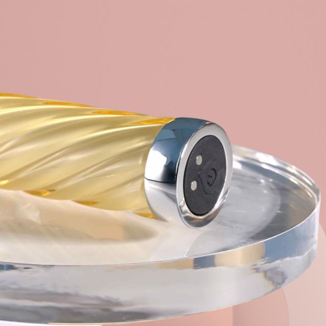 7.09 inch 10-Mode Yellow Rechargeable Waterproof Glass Vibrator