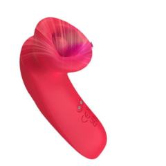10-Mode Red Rechargeable Silicone Vibrator with Sucting Function