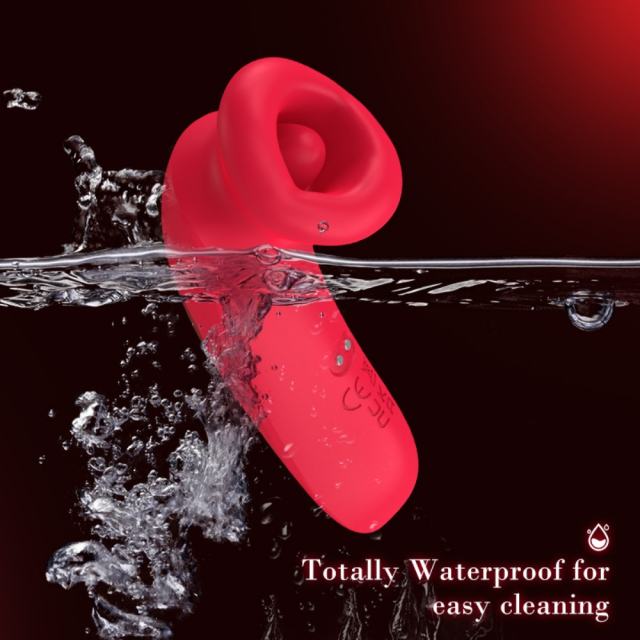 10-Mode Red Rechargeable Silicone Vibrator with Sucting Function