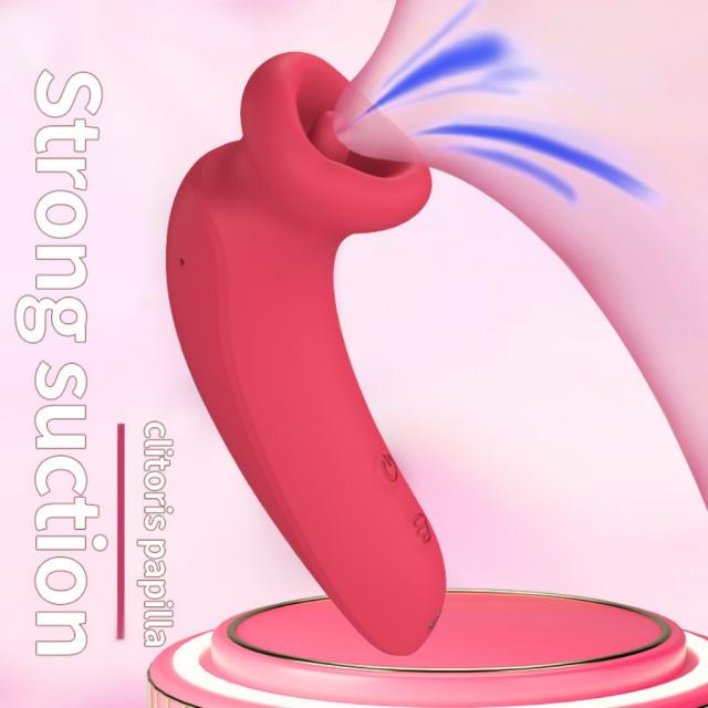 10-Mode Red Rechargeable Silicone Vibrator with Sucting Function