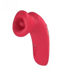 10-Mode Red Rechargeable Silicone Vibrator with Sucting Function