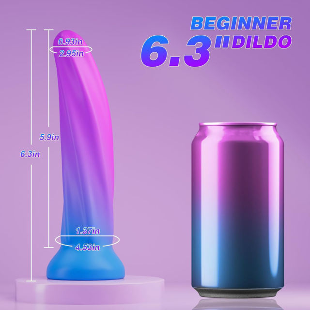 6.30'' Purple + Blue Gradient Silicone Dildo