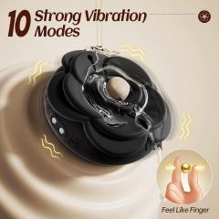 10-Mode Black Color Rose-Shaped Rechargeable Vibrating Nipple Clamps (Pair)