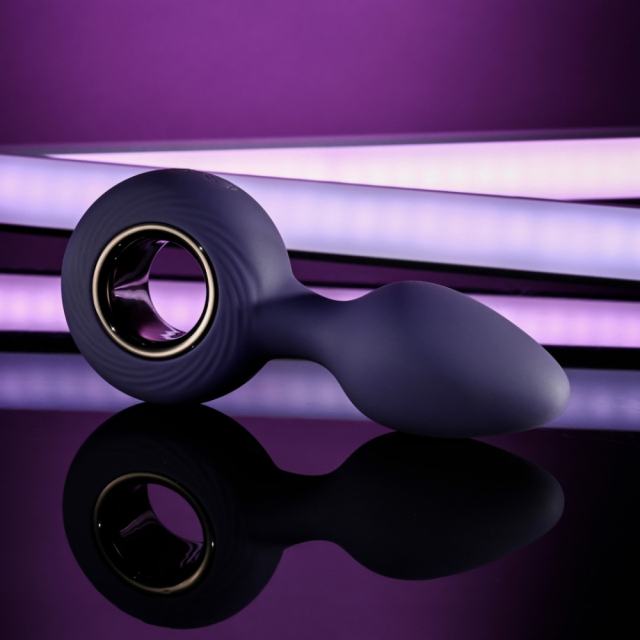 12-Mode Rechargeable Vibrating Dark Purple Silicone Butt Plug