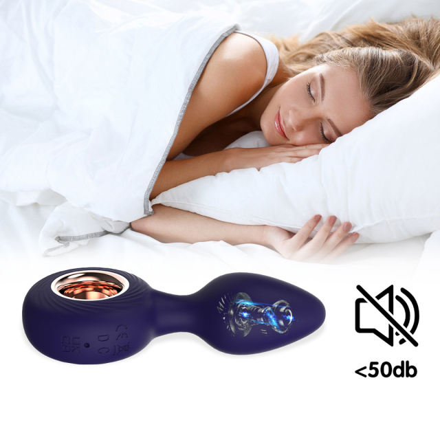 12-Mode Rechargeable Vibrating Dark Purple Silicone Butt Plug