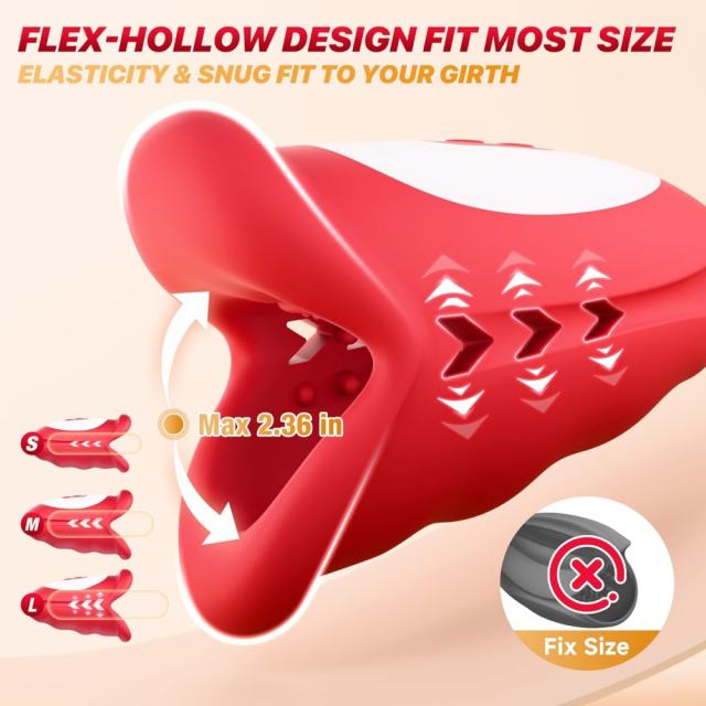 10-Mode Red App-Controlled Rechargeable Mouth-Shaped Waving-Motion Stroker