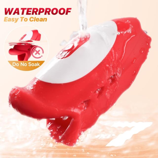 10-Mode Red App-Controlled Rechargeable Mouth-Shaped Waving-Motion Stroker